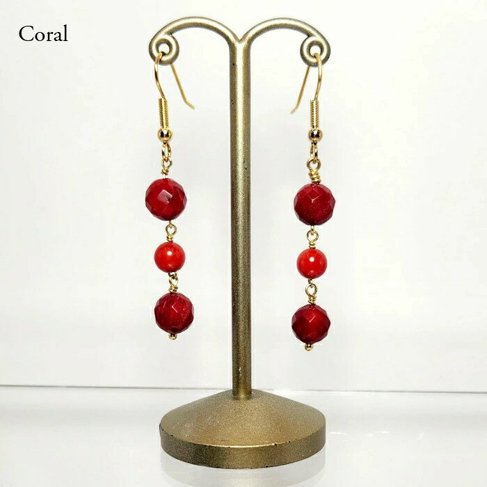 ピアス（揺れる珊瑚） 天然石 アクセサリー 珊瑚 健康運 赤 レディース メンズ 彼女 彼氏 プレゼント ギフト 誕生日 記念日 贈り物 ピ..
