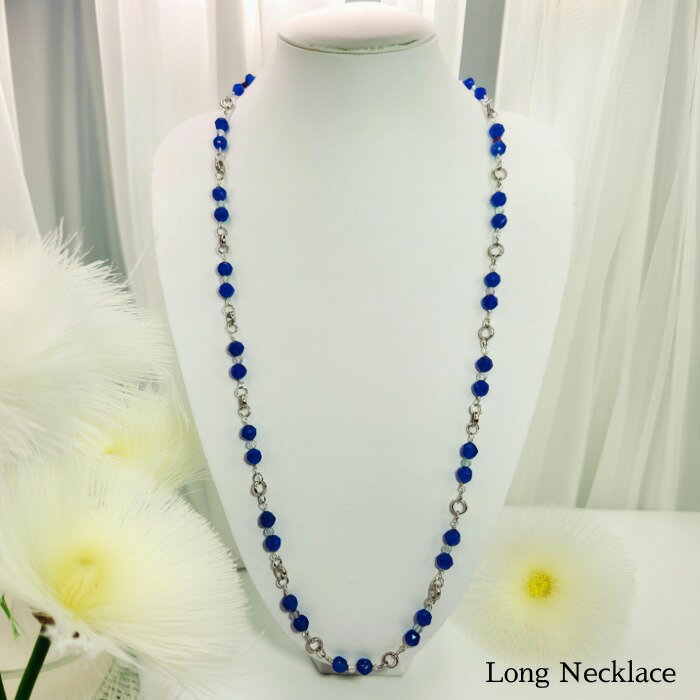 ネックレス天然石瑪瑙お守り青フロー...