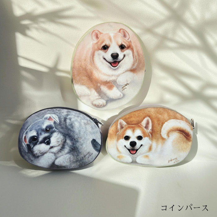 コインパーツ（Henry Cats & Friends) ミニポーチ 小物入れ 可愛い コンパクト 小銭入れ 化粧ポーチ 薬入れ 小さめ 手のひらサイズ ファスナー開閉 カード入れ ポーチ レディース メンズ キッズ ペット 犬 猫 コーギー 柴犬 プレゼント 誕生日 孫 印鑑ケース 洗濯可能