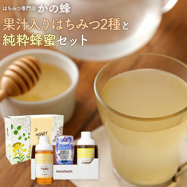ギフト 果汁入りはちみつ2種と純粋蜂蜜セット 500g×各1本 果汁蜜 レモン ゆず 百花 蜂蜜 はちみつ お歳暮 ギフト プレゼント お得 おすすめ 本物の品質 効果効能を感じてください 蜂蜜専門店 かの蜂