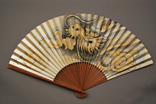 京風庵大むら 紳士用左利き京扇子七寸五分丁子銀手描高級扇子 雲龍 京風庵大むら 紳士用左利き京扇子七寸五分丁子銀手描高級扇子 雲龍
