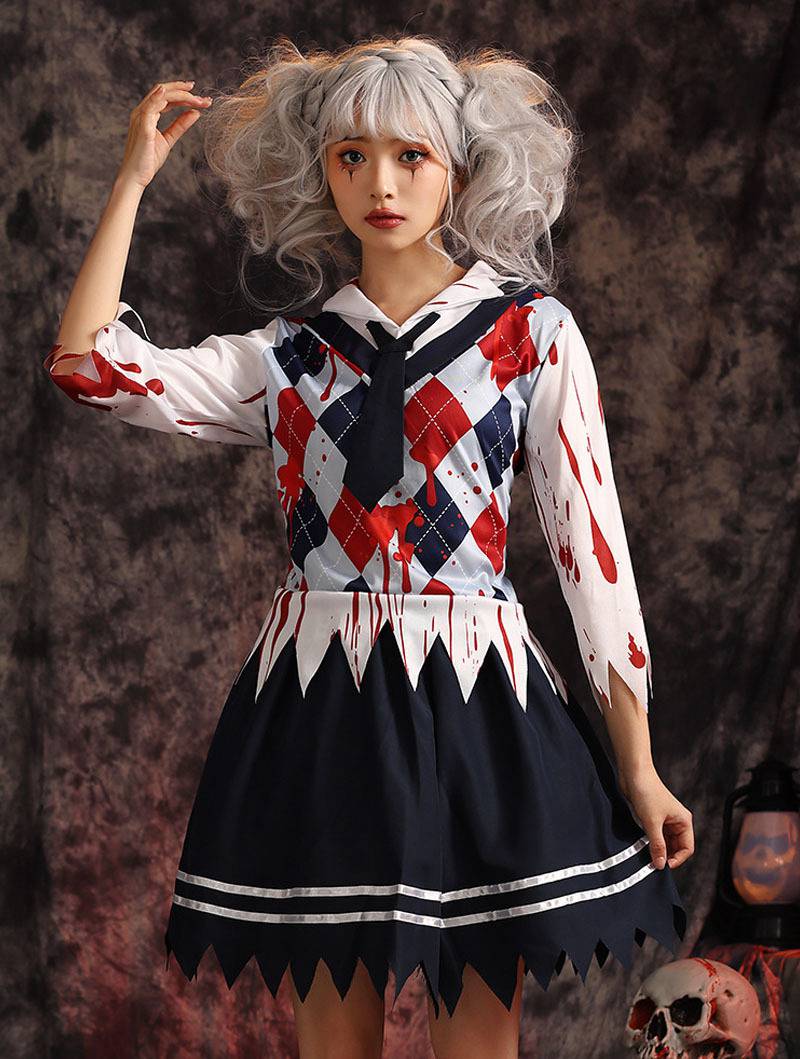 ハロウィン コスプレ ゾンビ 幽霊 吸血鬼 悪魔 親子服 大人 子供 親子ペアルック レディース 女子高生 制服 ゴースト コスチューム ブレザー ゴーストガール ハロウィン仮装 ゾンビギャル 制服コスプレ おばけ 文化祭 舞台劇 お化け屋敷衣装 パーティーグッズ 演出服 kanpakustore-10001068 関白ストア サンプル画像3