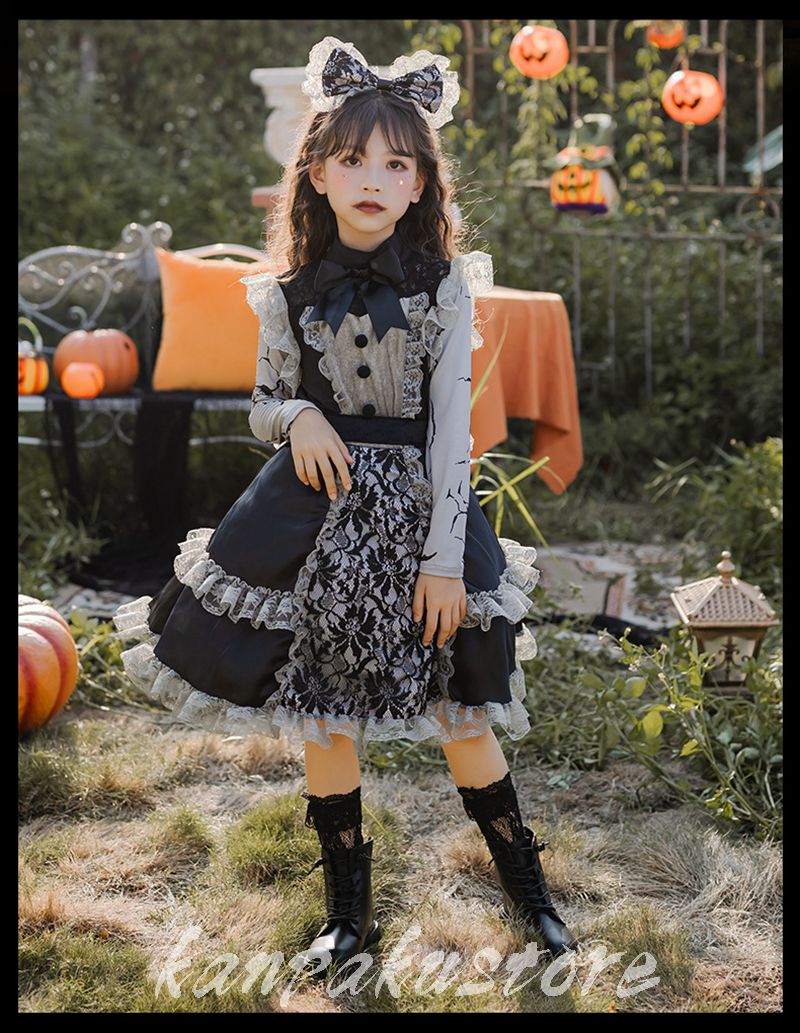 ハロウィン 衣装 子供 魔女 巫女 ダークゴシック コスプレ 吸血鬼 悪魔 子供 ロリータ服 コスチューム ハロウィン仮装 キッズ 女の子 ヴァンパイア 子供用 仮装 キッズ衣装 コスプレ衣装 文化祭 舞台劇 お化け屋敷衣装 パーティーグッズ 演出服 ステージ服 お化け 恐怖 変装 kanpakustore-10002349 関白ストア サンプル画像3
