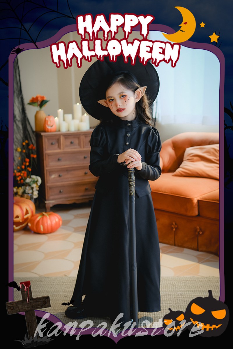 ハロウィン 衣装 子供 ゾンビ 精霊 魔女 巫女 コスプレ ダークゴシック 吸血鬼 悪魔 幽霊 コスチューム ハロウィン仮装 キッズ 女の子 ヴァンパイア 子供用 仮装 キッズ衣装 コスプレ衣装 文化祭 舞台劇 お化け屋敷衣装 パーティーグッズ 演出服 ステージ服 お化け 変装 kanpakustore-10002373 関白ストア サンプル画像2