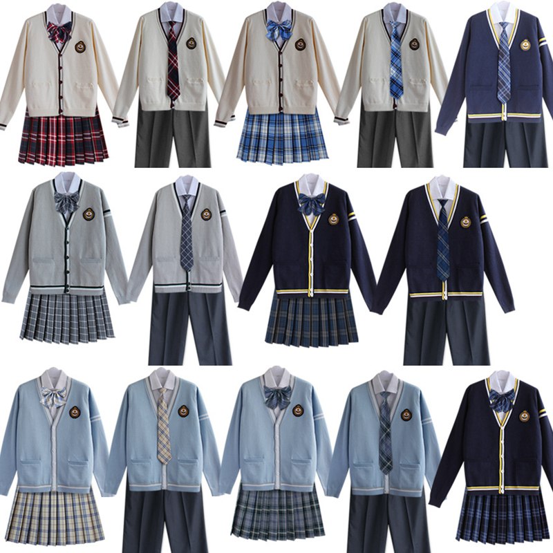 楽天関白ストア卒業式 入学式 スーツ 制服5点セット カーディガン シャツ チェックスカート 男子 女子 制服 コスプレ フォーマルスーツ スクール 長袖 スカート カップル 男性 女性 JK制服 女子高生 女の子 長袖 可愛い 女子制服 学生服 学園祭 文化祭 仮装 本格制服 卒業式スーツ