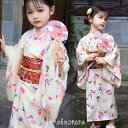 子供 浴衣 ゆかた yukata 花柄 子ども 女の子 キッズ お祭り 文化祭 簡単着付け 作り帯 セット 和柄 レトロ 洗える 夏祭り 夕涼み会 花火 盆踊り...