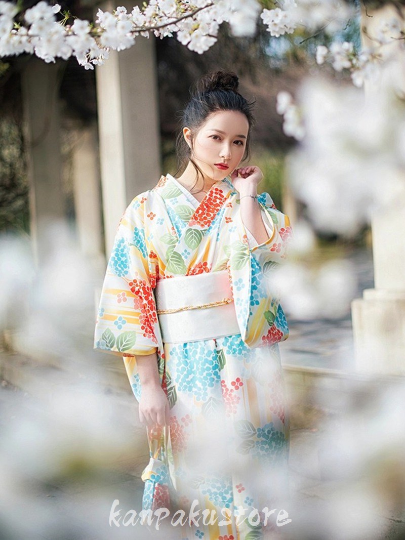 Yukata Mujer Yukata Japonesa Yukata Set Adulto Lindo Fuegos Artificiales Festival Femenino Niña Escuela Secundaria Estudiante Universitario Yukata Set Único Artículo Flor de Cerezo Viendo Yukata Haciendo Cinturón Set Moderno Lavable Festival Lindo Cinta Kimono Festival Cultura Festival Bon Dancing Regalo Para Disparar — vista 2