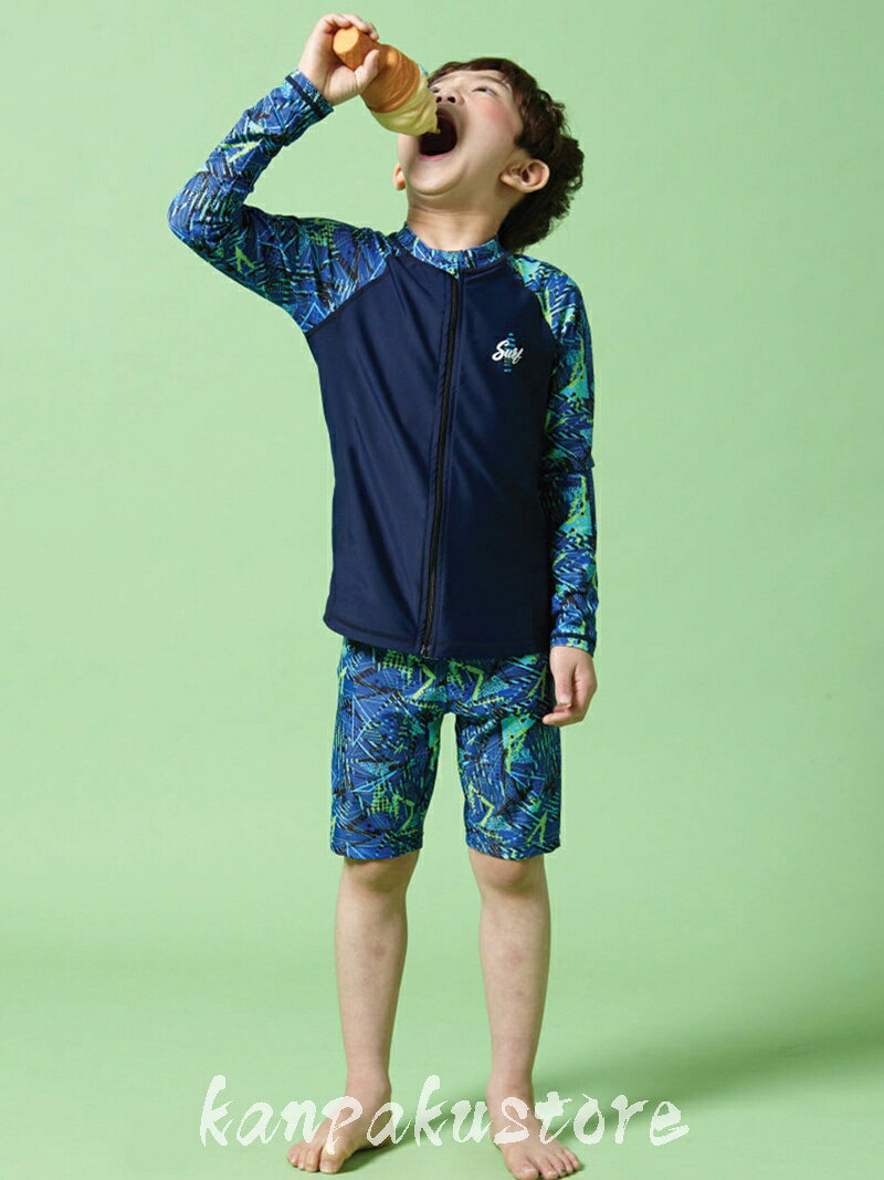 キッズ 水着 男の子 ラッシュガード スクール水着 帽子付き 3点セット 子供水着 キ...