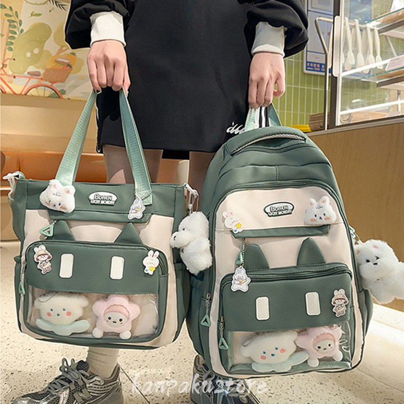Rakuten - リュック 2点セット キッズ 小学生 通学 大容量 中学生 リュックサック レディース 女の子 撥水 バックパック ハンドバッグ A4 ビジネス PCバッグ 女児 高校生 子供リュック 通勤 女子 校外学習 入学準備 キッズリュック おしゃれ 多収納 軽量 新学期グッズ スクールバッグ