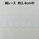 綿レース【M売り】約2．4cm巾 2.4cm 24mm オフ ホワイト 花柄 手づくり ハンドメイド 手芸用品