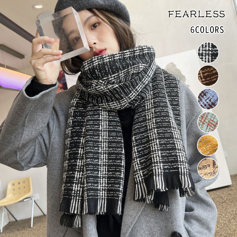 Fearless ストール 刺繍 ハート マフラー ネックウォーマー コート アウター 大判 厚手 無地 秋冬 レディース カシミヤタッチ ウールタッチ ショール 大判ストール 黒 かわいい 学生 おしゃれ クリスマス 贈り物 結婚式 卒業式