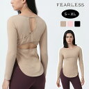 Fearless ヨガウェア レディース トップス Tシャツ 半袖 ツイストデザイン ロング丈 長丈 ロングテール S M L XL 大きめサイズ ピラティス ...