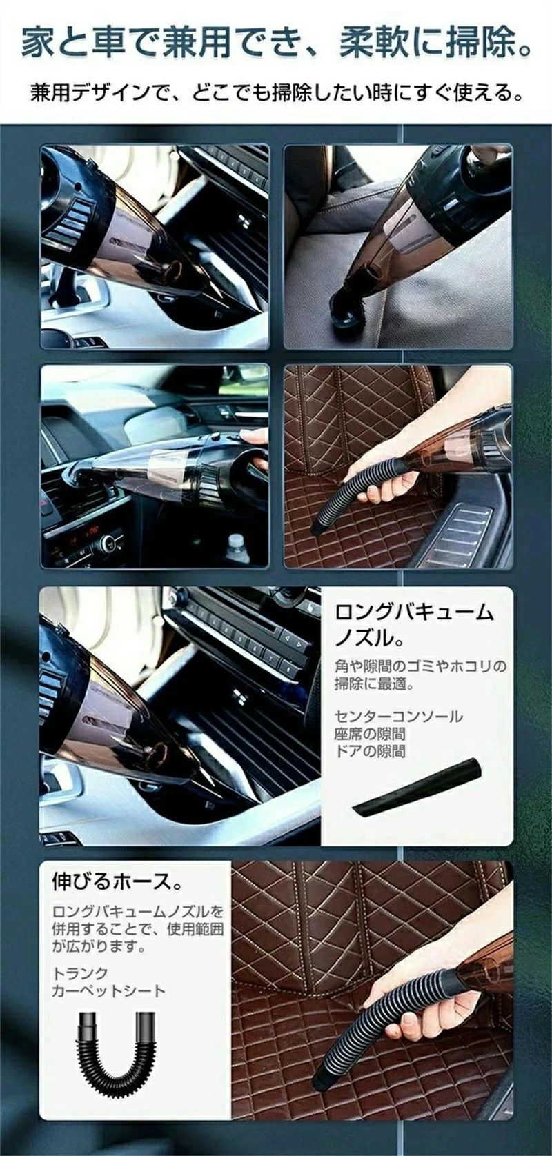 車用強力掃除機【超軽量モデル】ハンディ掃除機多機能ミニ掃除機USB充電式大容量低...