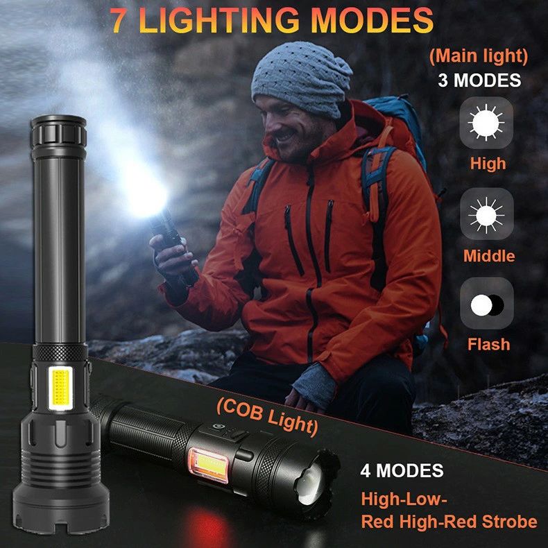 防災グッズ 地震 停電 作業用 登山 自転車 防災 軍用 防水 ledライト COB作業灯付...