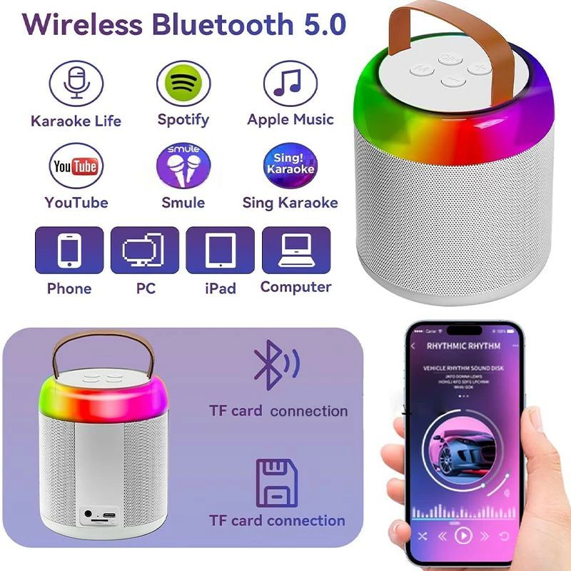 関西酒場ショップのカラオケマイク ワイヤレスマイク2本 スピーカー PAセット Bluetooth対応 ステレオ対応 無線マイク ミニカラオケ マイクセット 小型 ホームカラオケ KTV ポータブル ミニスピーカー カラオケセッ｜アングル3