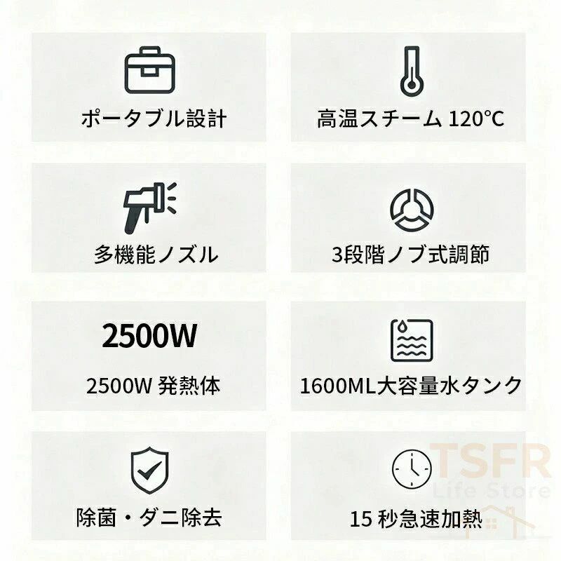 【高温スチームで汚れを浮かせて洗浄】スチームクリーナー ハンディ スチームモッ...
