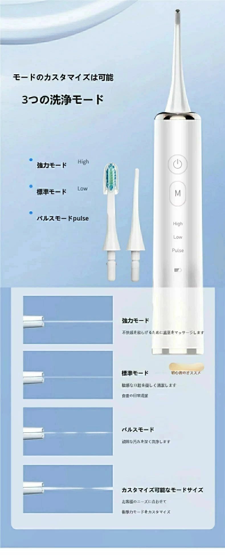 口腔水流洗浄機 家庭 電動歯ブラシ機能付き タフトブラシ 口腔 風呂 繰り返し利用 旅行 トゥース マウスウォッシャー - 2
