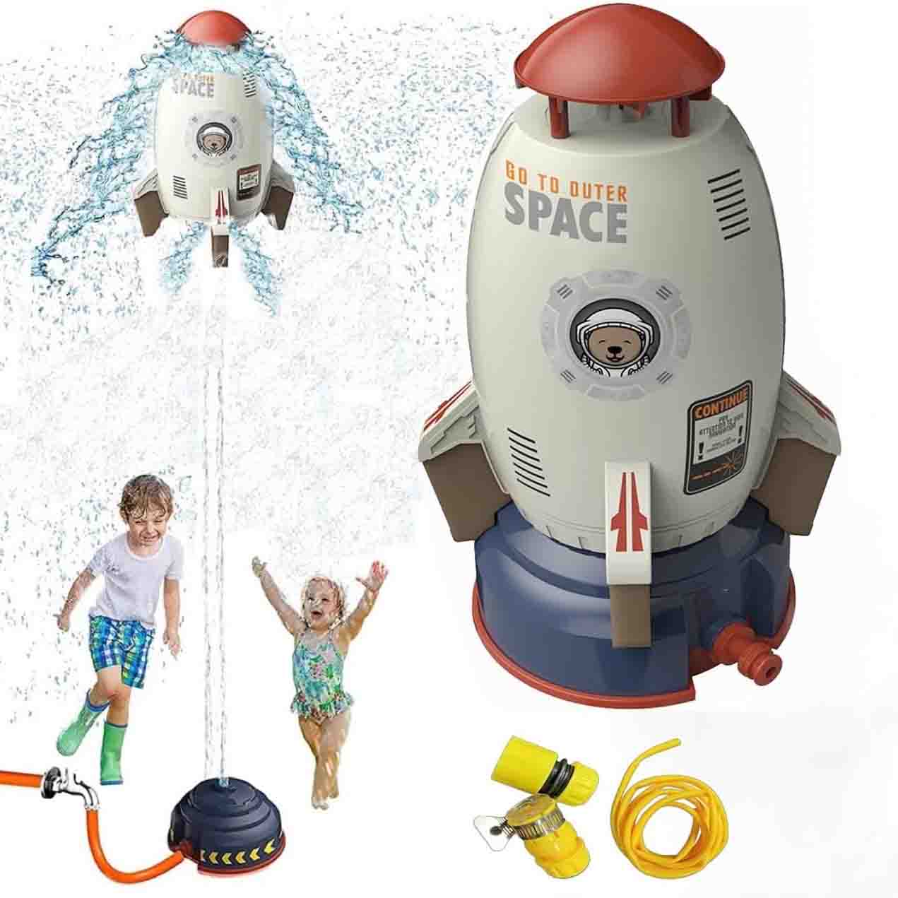 噴水ロケット 回転水 360度回転 3m/5mホース/シール/台座付き 親子のふれあい スペ...