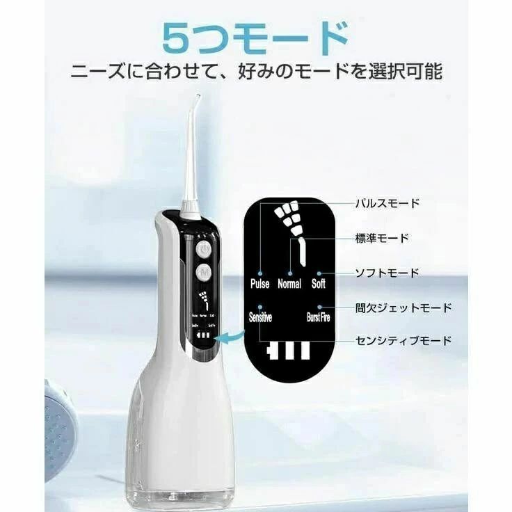 IPX6防水 プレゼント 口腔洗浄器 風呂 5つモード 洗浄 持ち運び 歯周ポケット 歯間...