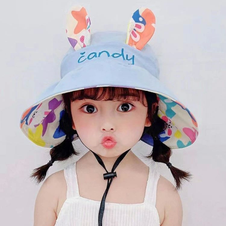 花柄 可愛い ハット ウサギ キッズ用 ハット サンハット 可愛い リバーシブル 女の...