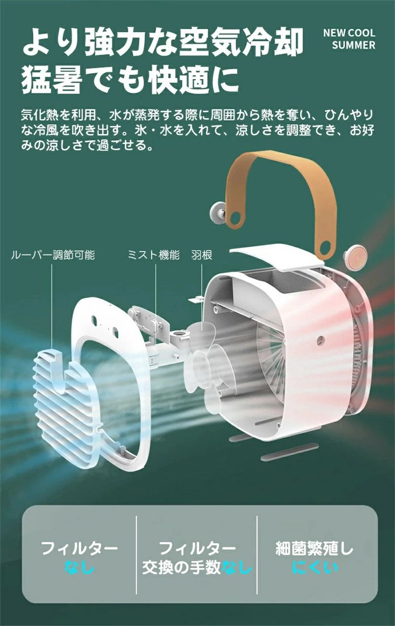 アウトドア コードレス 冷風機 おしゃれ 卓上 卓上 ファン 冷風扇 ファン 小型 オ...