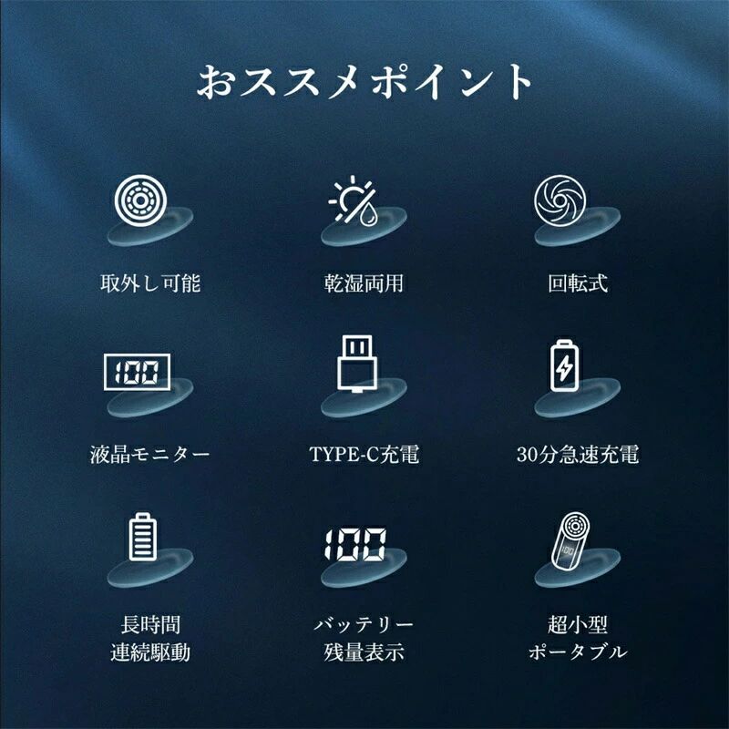 超小型 ひげそり 剃り 丸洗い可能 ミニシェーバー 深剃り お風呂剃り 出張 電動 男性 髭 防水 回転刃 ひげ剃り 電気カミソリ ヒゲソリ 充電式 回転式 電気かみそり 持ち運び 小型シェーバー 電気シェーバー 電気剃刀 乾湿両用 メンズシェーバー - 2