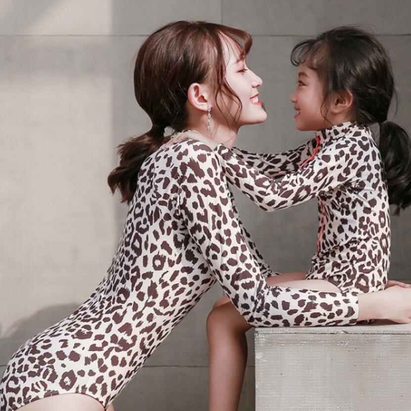 水着 フィットネス水着 親子ペア レディース キッズ セパレート 水着 女の子 オールインワン 豹柄 ラッ..