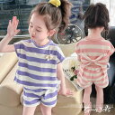 セットアップ キッズ ボーダー柄 半袖 Tシャツ ハーフパンツ 上下セット パジャマ 女の子 ベビー ジュニア 子ども 子供服 キッズ服 夏 夏服 ガールズ ジ...