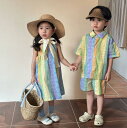 セットアップ キッズ 男の子 半袖 シャツ ハーフパンツ 上下セット 女の子 ワンピース 子供服 ジュニア 子供 子ども ベビー カラフル 夏 夏服 ゆったり ...