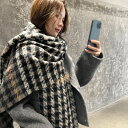 マフラー レディース メンズ ストール 秋冬 大判ストール ポンチョ 大判 65*185CM 千鳥チェック柄 あたったか 厚手 ふんわり ボリューム かわいい ネックウォーマー ショール えりまき 柔らか 暖かい 通勤通学 ユニセックス 彼女 誕生日 クリスマス ギフト プレゼント(4)