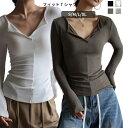 Tシャツ レディース カットソー トップス Vネック Tシャツ 長袖 モダール インナー レイヤード 重ね着 白 黒 無地 柔らかい 大きいサイズ きれいめ 春...