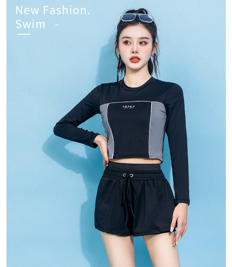 レディース スカート 水着 ワンピース 女の子用 長袖 温泉 スポーティー スタイリッシュ スリム 見せフィット お腹 カバー 着痩せ 学生 ゆったり 快適