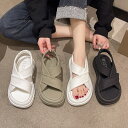 スポーツサンダル 厚底 レディース 歩きやすい 厚底サンダル 靴 コンフォート サンダル おしゃれ 軽量 サンダル 痛くない ビーチサンダル 厚底靴 ベルクロ ...