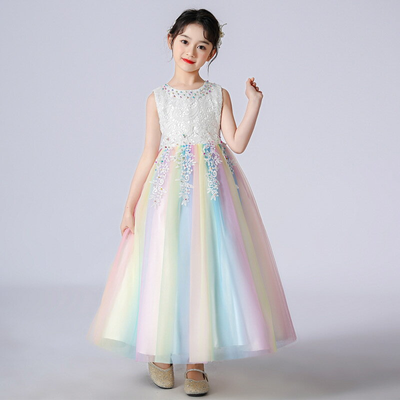 子供ドレス ピアノ発表会 キッズ ワンピース 女の子 フォーマル ジュニア お姫様 スカート レース ロングドレス フィッシュテール キッズドレス フォーマルドレス パーティードレス 刺繍 柔らかいチュール フォーマルドレス 結婚式 入学式 誕生日 入園式 卒業式 演奏会