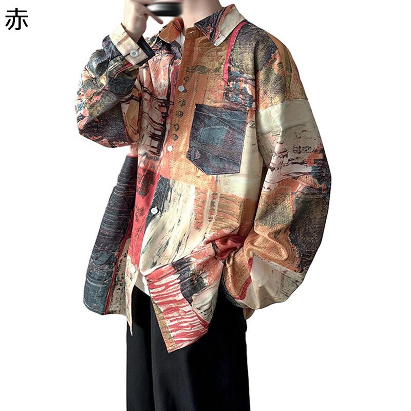 シャツ メンズ ジャケット プリント ハワイアンシャツ シャツジャケット 派手シャツ ヴィンテージ 長袖 折り襟 柔軟 アウトドア 上着 トップス 会社 春 夏 秋 冬 男性用 流行り ファッション