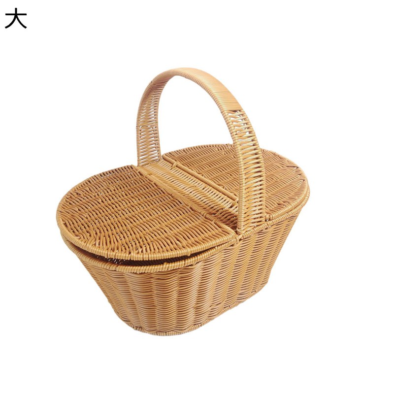 藤編みかご 蓋付き 持ち手付き 収納バスケット 野菜バスケット カゴ収納 藤かご バスケット パンかご インテリア ブレッドケース 収納かご 果物 水洗える パンバスケット 野菜入れ お菓子 雑貨かご