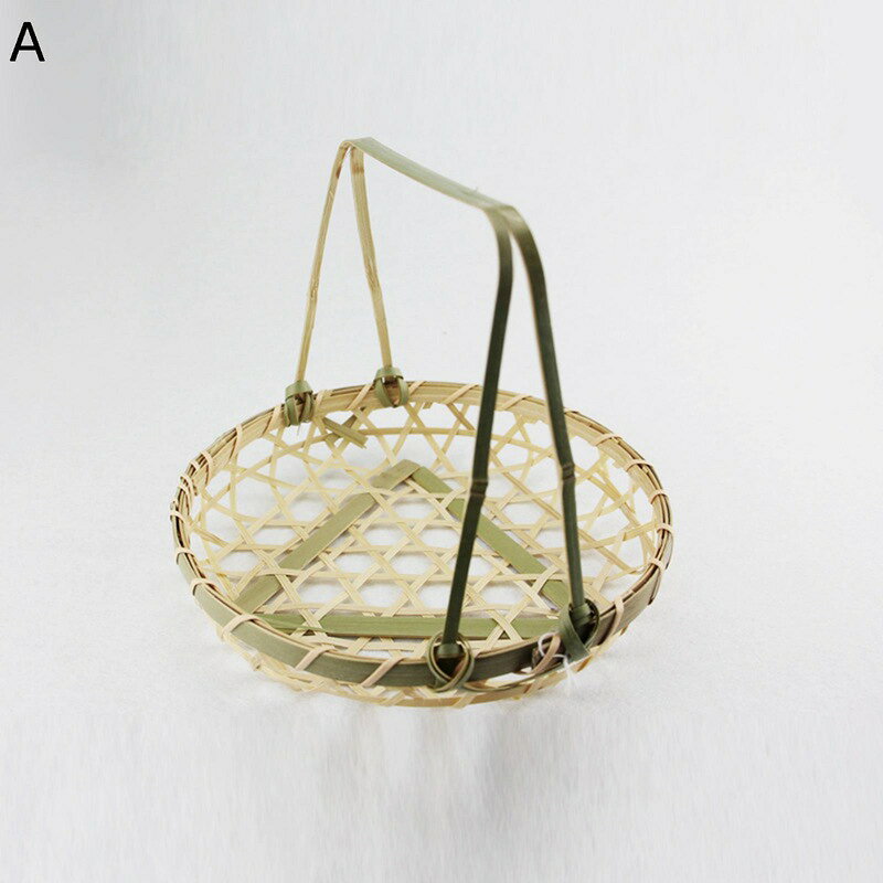 藤編みかご 手編み 持ち手付き 丸 浅型 竹製 ディスプレイ用かご カゴ収納 藤かご バスケット パンかご ベーカリー ブレッドバスケット 収納かご 果物 パンバスケット 野菜 お菓子入れ 雑貨かご