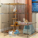 猫ケージ トイレ ケージ ゲージ ペット 猫 ゲージ 猫犬小屋金属ワイヤー犬小屋クレート子猫モルモット用小動物ケージ1～4匹の猫に最適(天窓)