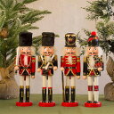 くるみ割り人形 木製 クリスマス オーナメント 4個セット 30cm 木製兵士 置物モデル デスクトップ コレクション お祝い クリスマス装飾 テーブル ウィンドウ