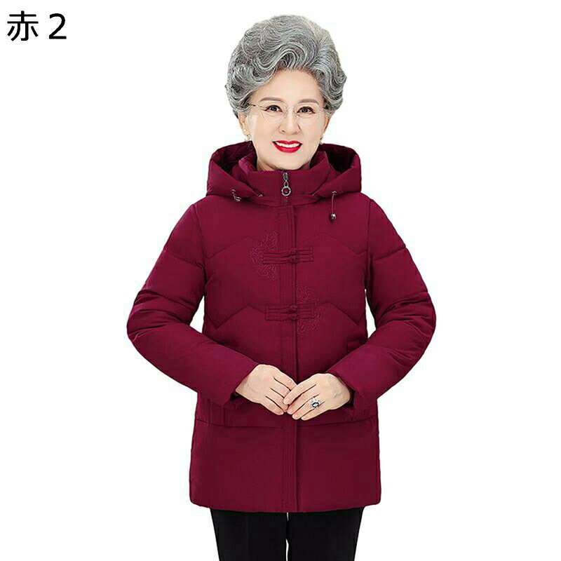 コットンジャケット レディース 中綿ジャケット レディース 婦人服 シニアアウター 大きいサイズ タートルネック フード付き アウター 冬用ジャケット 長袖 厚い 防撥水 保暖保温 綿服 お年寄り kansyamarket-10029851 感謝マーケット サンプル画像2