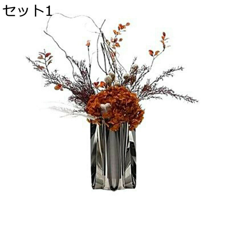 Other - 紫陽花 造花アレンジ 生け花 枯れない花 ステンレス 花瓶付き お世話不要 卓上 北欧 綺麗 繊細な葉 インテリア 長持ち センターピース 置物 撮影道具 テレビ台 オフィス 事務所 ウェディング 二次会