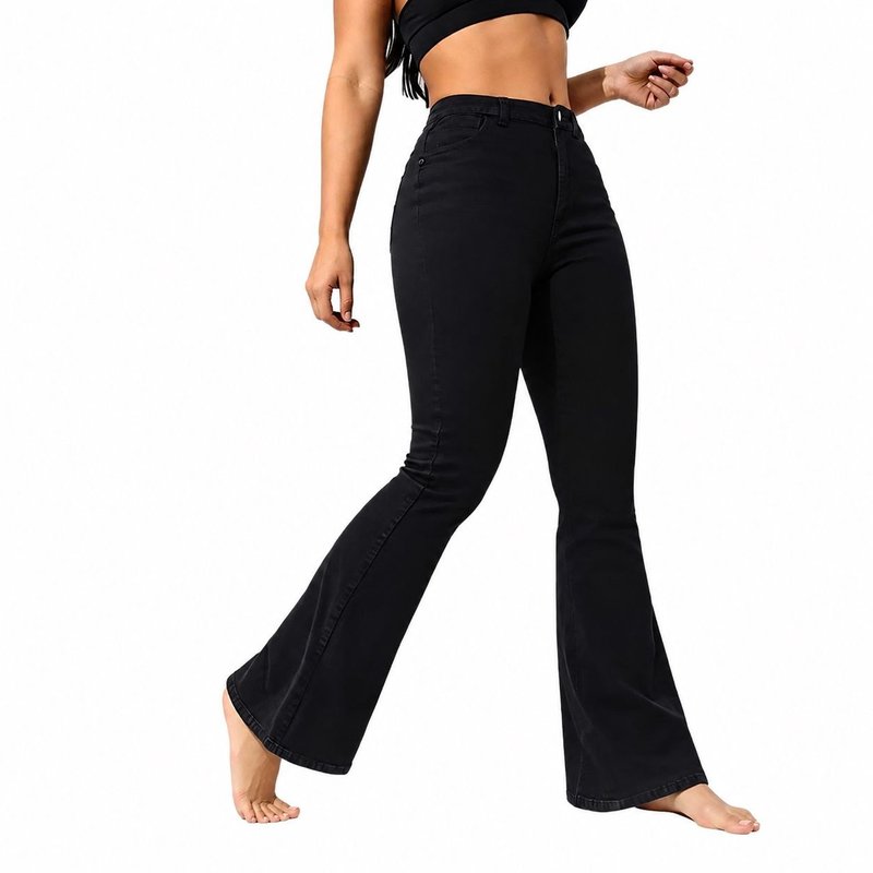 ブーツカットジーンズ レディース ハイウエスト デニムパンツ ストレッチ 美脚 脚長効果 体型カバー ボトム ジーパン 伸縮性 履きやすい