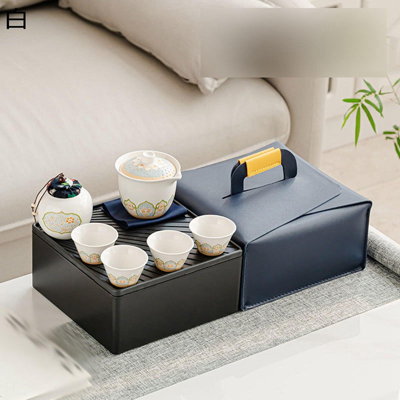 ティーポット 湯呑みセット 6点セット 茶具セット コップ 陶器 茶台 茶缶 ポータブ...