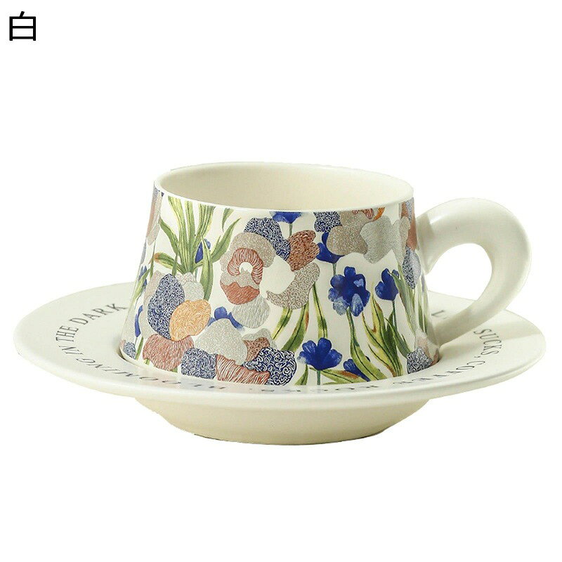 ティー カップ 260ml 花柄 手描き 1個セット ティー コーヒー 兼用 ソーサー付き コーヒーカップ カップ バスケット コーヒーマグ ジュースカップ セラミック ヴィンテージ イングリッシュガーデン おしゃれ 母へ