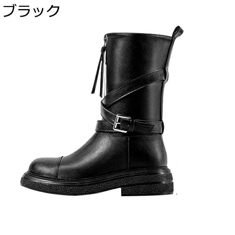 乐天商城 - ブーツ レディース 厚底 ロング ショート丈 ジップ バックル付き ニーハイブーツ ラウンドトゥ 折り返し 2ways ウェッジソール 3CMヒール 長ブーツ 高筒 秋冬 メイラード ハーフブーツ
