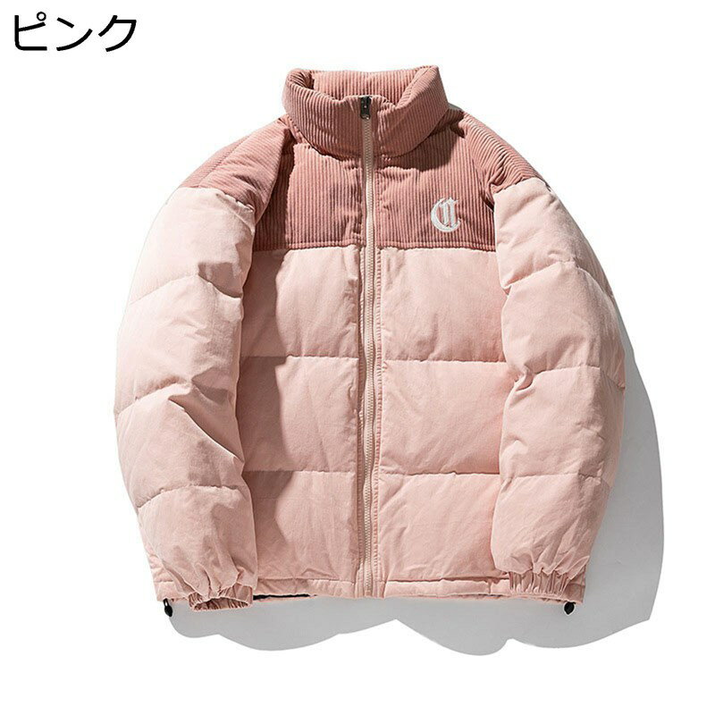 Other - ダウンコート 中綿 メンズ ヒップホップ ゴシックアルファベット刺繍 コーデュロイ切り替え ストリートファション オーバーサイズ 中綿ジャケット 男女兼用 ペアルック 厚手 立ち襟 保温 防寒 ゆったり