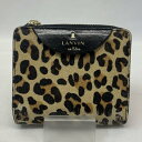 LANVIN en Bleu ランバン 二つ折り財布 L字ファスナー ヒョウ柄 レオパード レディース ブラウン ブラック／財布【中古】[☆2]