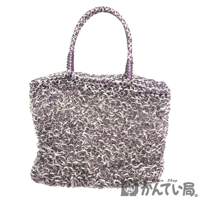 ANTEPRIMA 【アンテプリマ】 ワイヤー ハンドバッグ パープル×ホワイト シルバースパンコール ラメ レディース PVC 【中古】 【USED-A】 【質屋かんてい局名古屋西店】のサムネイル