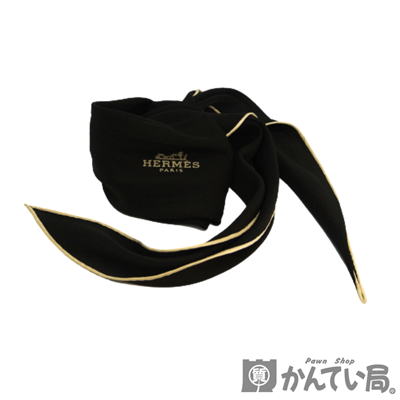 HERMES【エルメス】ロザンジュ スカーフ ストール ブラック ひし形 ロゴ シルク100%【USED-B】【質屋かんてい局名古屋西店】のサムネイル