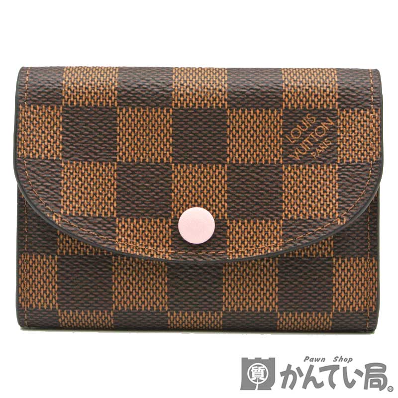 ルイ・ヴィトン 革小銭入れ レディース LOUIS VUITTON【ルイ・ヴィトン】N64423 ポルトモネ・ロザリ ダミエ ローズバレリーヌ コインケース カードケース 財布 ウォレット【美品】